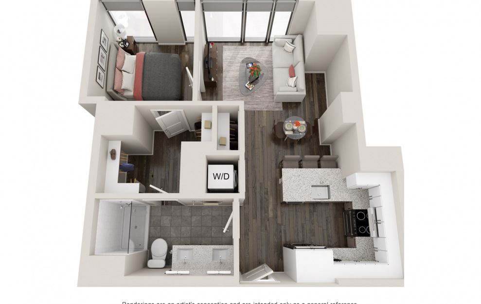 A20 - 1 Bed & 1 Bath Apartment Floorplan at 903 Peachtree