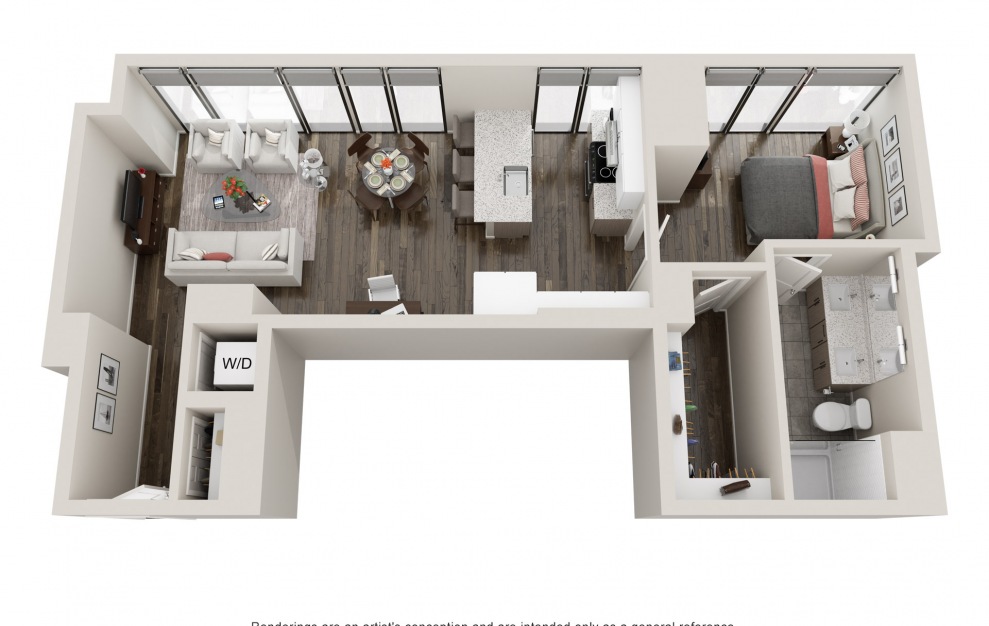 A22 - 1 Bed & 1 Bath Apartment Floorplan at 903 Peachtree
