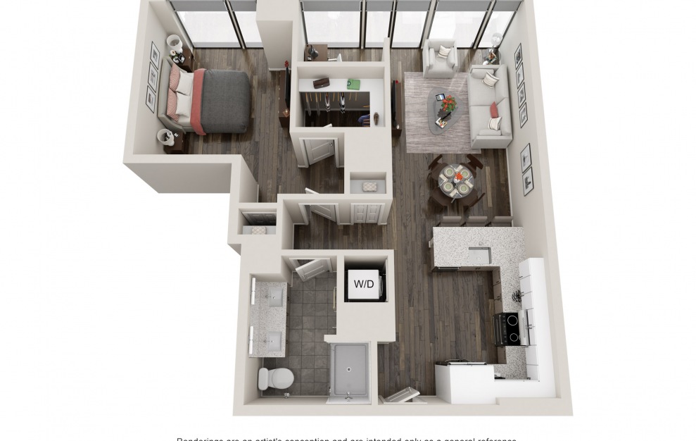 A24 - 1 Bed & 1 Bath Apartment Floorplan at 903 Peachtree