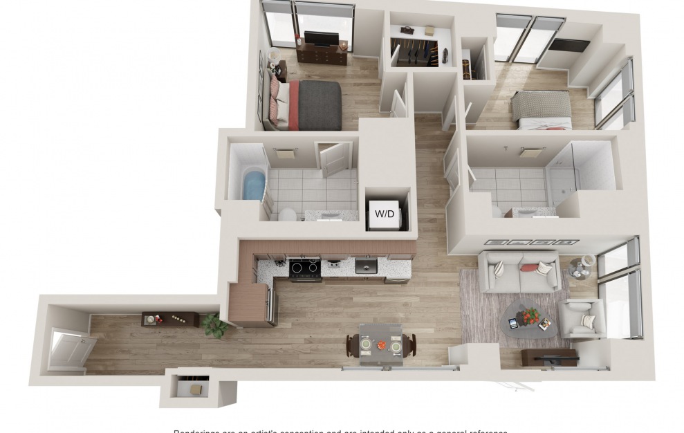 B10 - 2 Bed & 2 Bath Apartment Floorplan at 903 Peachtree