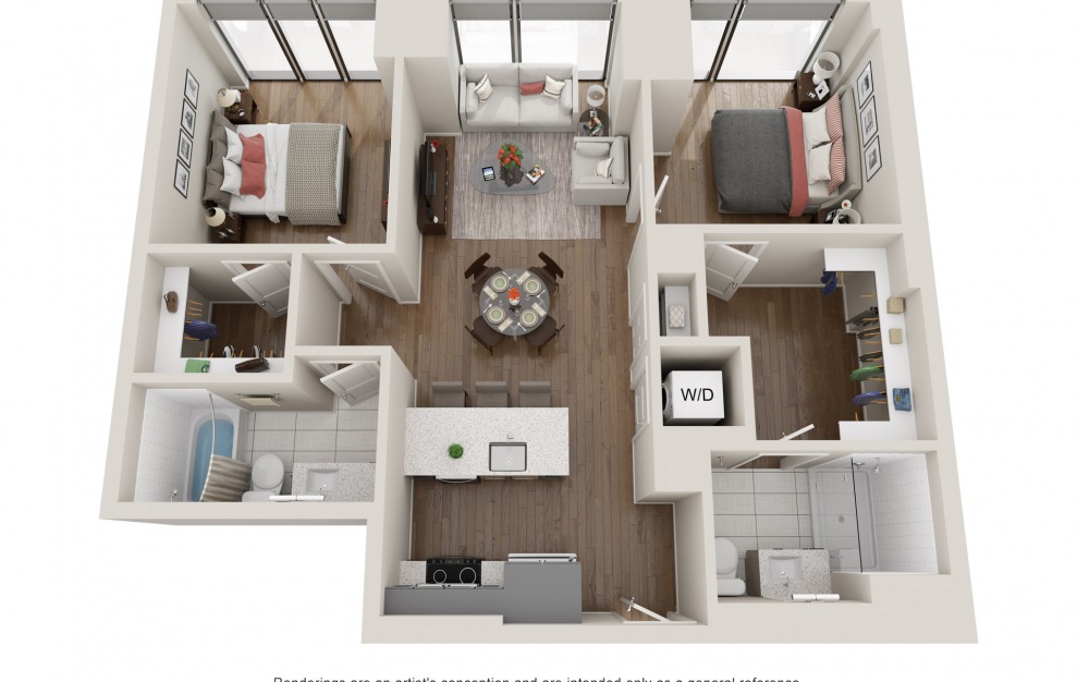 B11 - 2 Bed & 2 Bath Apartment Floorplan at 903 Peachtree