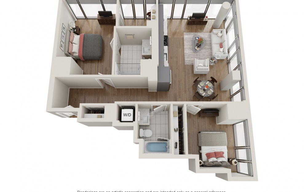B12 - 2 Bed & 2 Bath Apartment Floorplan at 903 Peachtree