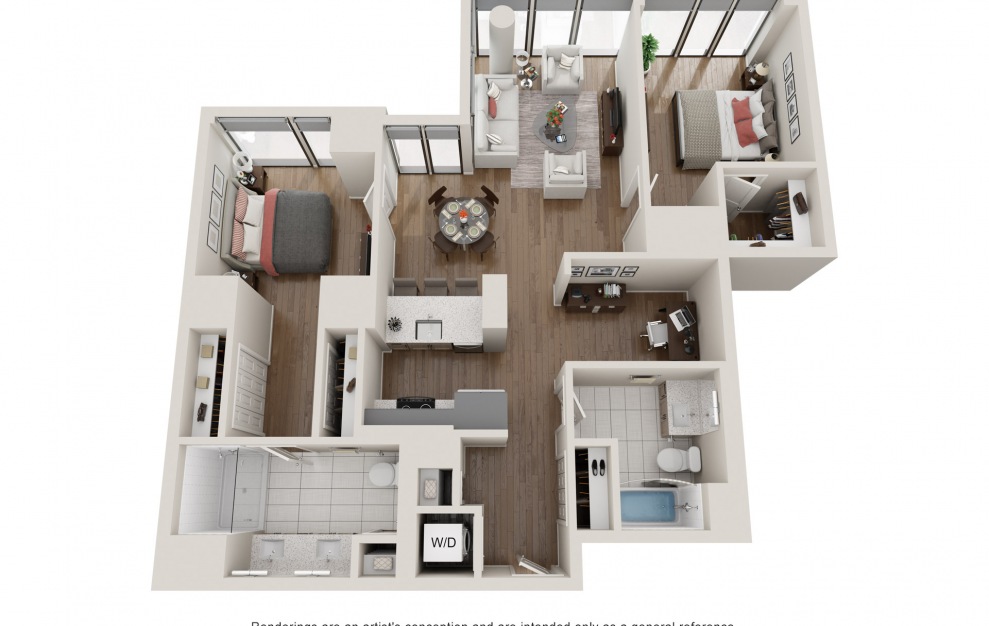 B13 - 2 Bed & 2 Bath Apartment Floorplan at 903 Peachtree