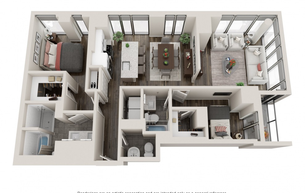 B16 - 2 Bed & 2.5 Bath Apartment Floorplan at 903 Peachtree
