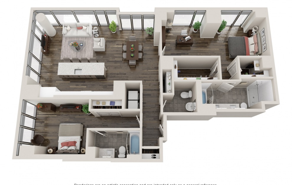 B17 - 2 Bed & 2.5 Bath Apartment Floorplan at 903 Peachtree