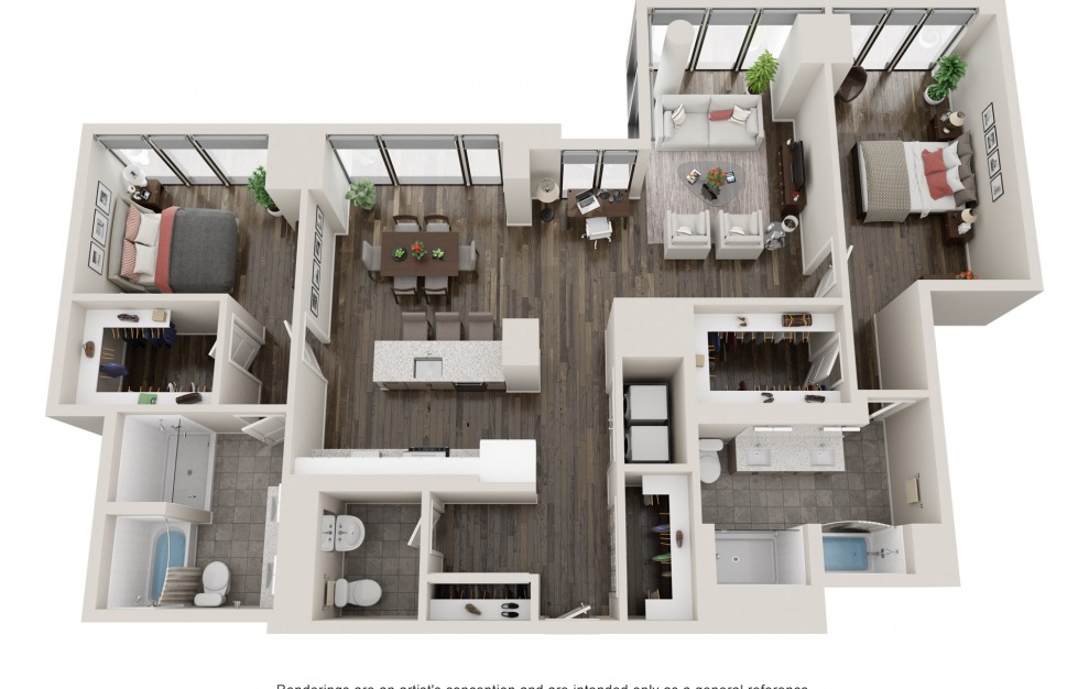B18 - 2 Bed & 2.5 Bath Apartment Floorplan at 903 Peachtree