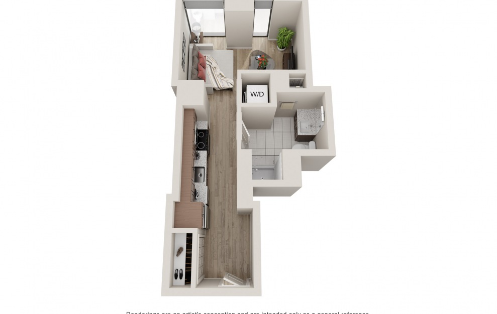 S11 - Studio & 1 Bath Apartment Floorplan at 903 Peachtree