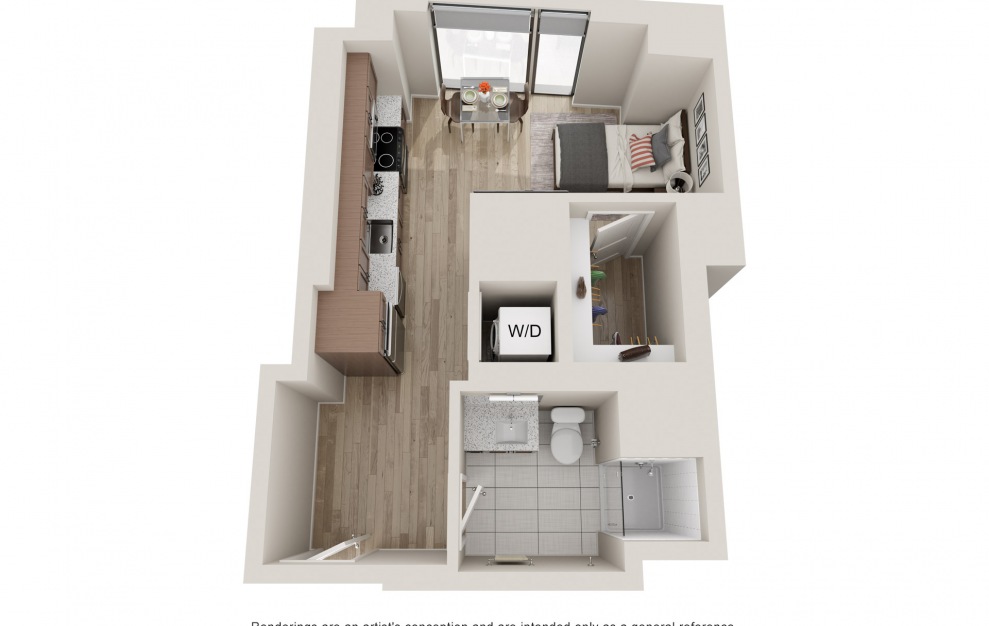 S12 - Studio & 1 Bath Apartment Floorplan at 903 Peachtree