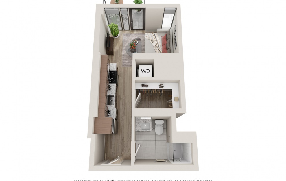 S14 - Studio & 1 Bath Apartment Floorplan at 903 Peachtree
