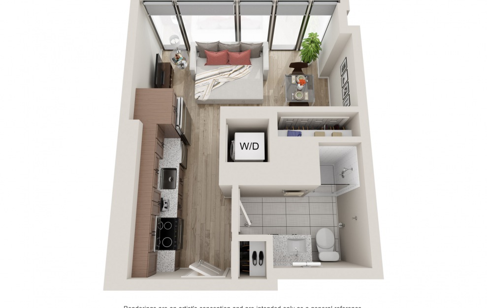 S17 - Studio & 1 Bath Apartment Floorplan at 903 Peachtree
