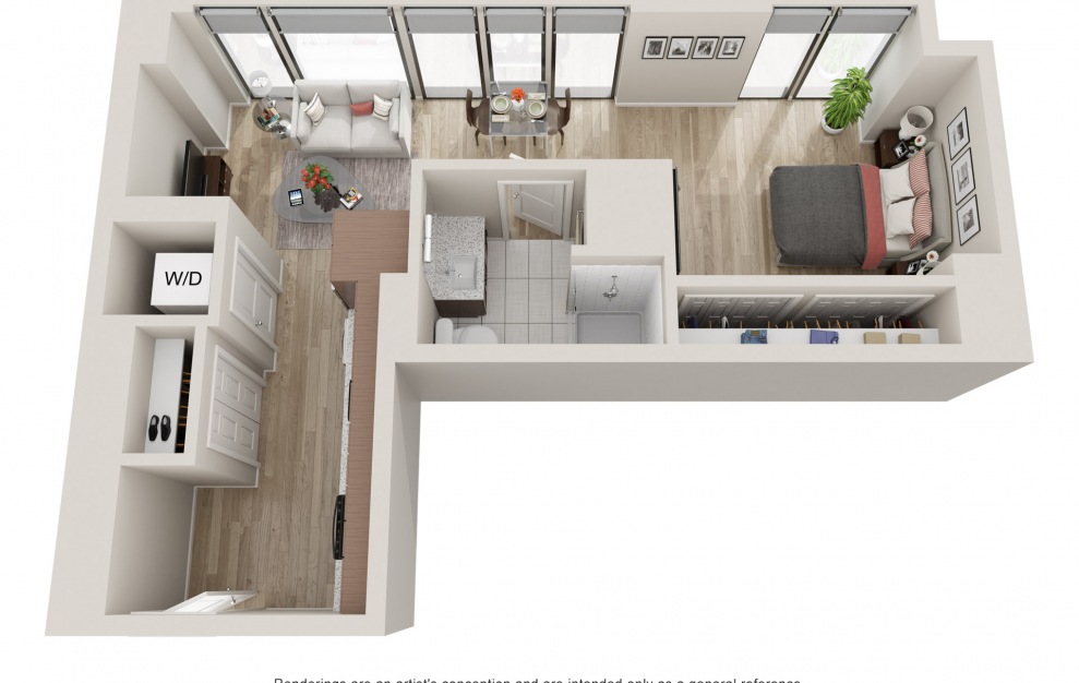 S18 - Studio & 1 Bath Apartment Floorplan at 903 Peachtree
