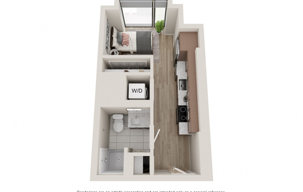 S1 - Studio & 1 Bath Apartment Floorplan at 903 Peachtree
