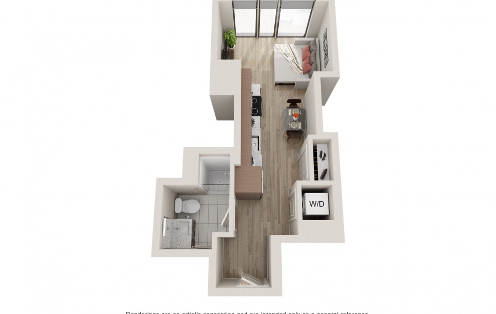 S3 - Studio & 1 Bath Apartment Floorplan at 903 Peachtree
