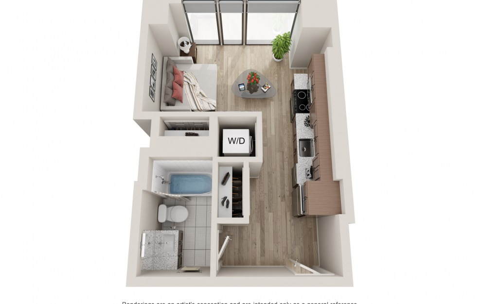 S4 - Studio & 1 Bath Apartment Floorplan at 903 Peachtree