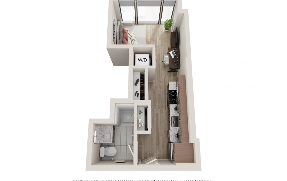 S7 - Studio & 1 Bath Apartment Floorplan at 903 Peachtree