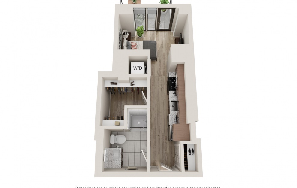 S8 - Studio & 1 Bath Apartment Floorplan at 903 Peachtree